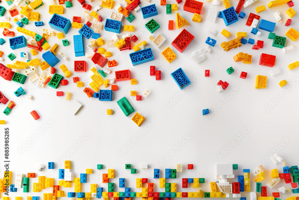 Happy Building Blocks Banner for Product Display on White Background Happy Building Blocks Banner for Product Display on White Background