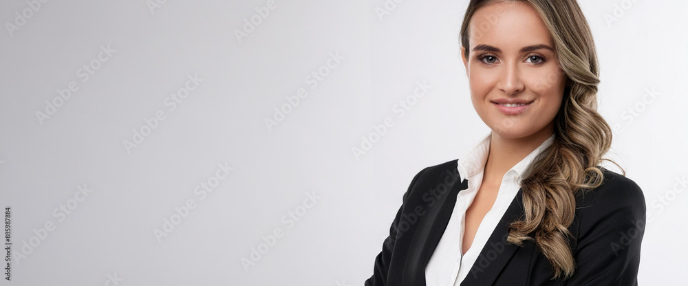 Portrait of confident young woman on white background with copyspace Portrait of confident young woman on white background with copyspace