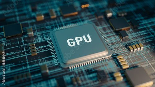 GPU computing chip of graphics card. 3d rendering
