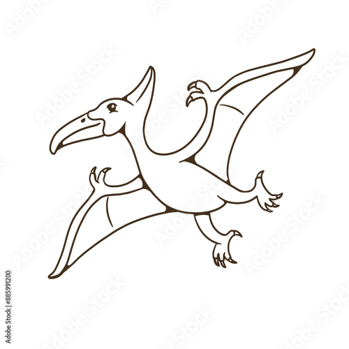 mascot animal pteranodon good for coloring book, doodles, kids education