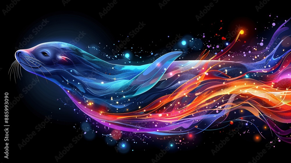 Obraz premium Abstract Seal in a Vibrant Symphony of Colors