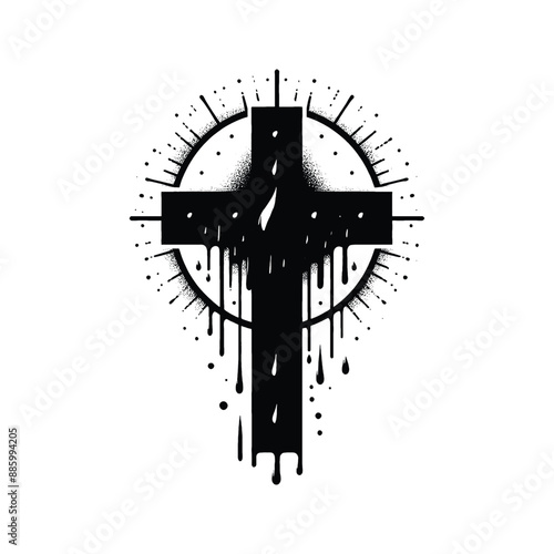 Cross and Blood Visualize drops of blood falling onto the cross