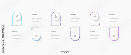 Vector Infographic label design template with icons and 6 options or steps. Can be used for process diagram, presentations, workflow layout, banner, flow chart, info graph.