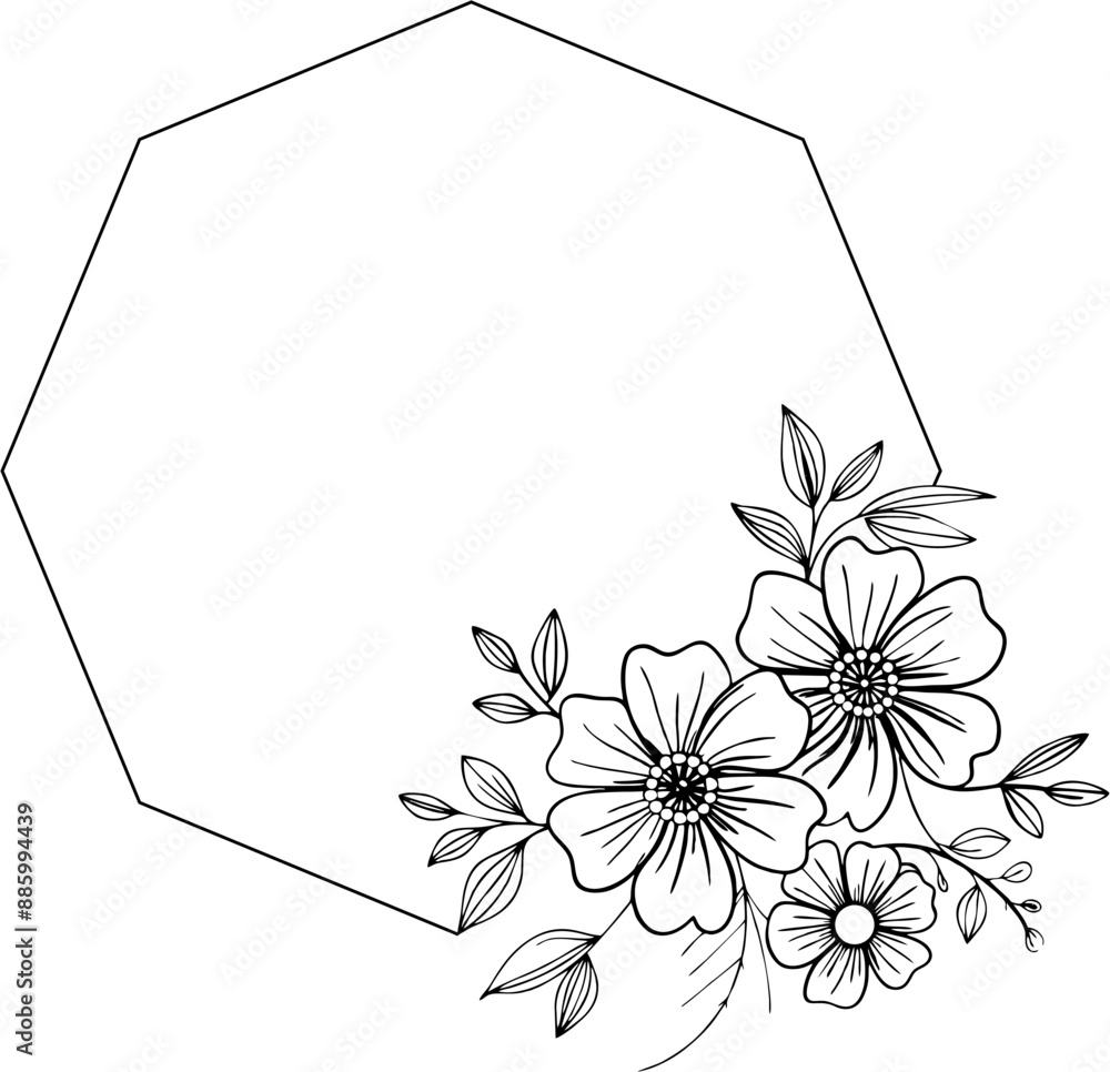 Simple Floral frame vector, flower bouquet sketch Simple Floral frame vector, flower bouquet sketch