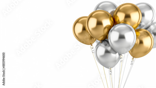 festive background with gold and white balloons