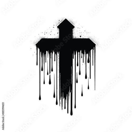 Cross and Blood Visualize drops of blood falling onto the cross