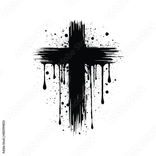 Cross and Blood Visualize drops of blood falling onto the cross