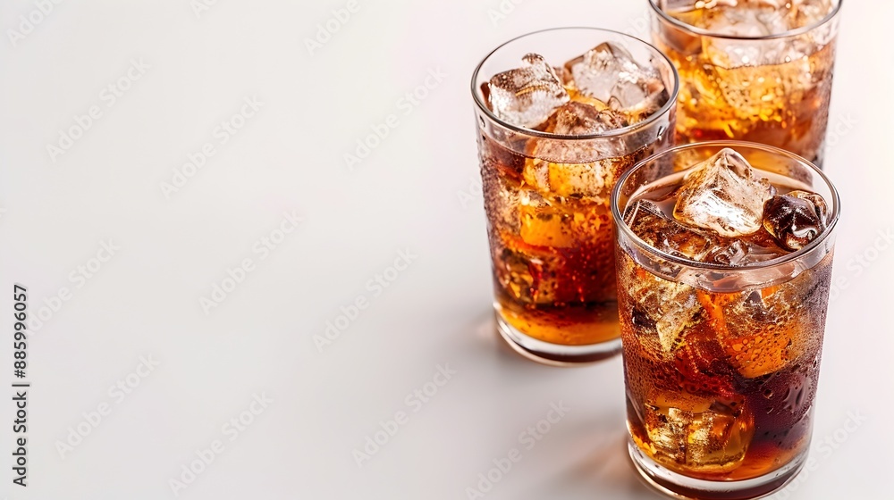 Refreshing Cola Drink in Glasses with Clear Background Refreshing Cola Drink in Glasses with Clear Background
