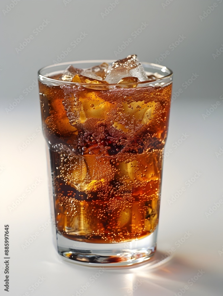 Refreshing Cola Beverage in Glass with Icy Splash on Elegant Magazine Style Tabletop Refreshing Cola Beverage in Glass with Icy Splash on Elegant Magazine Style Tabletop