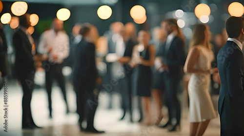Business Party in Office Center. Blurred Scene