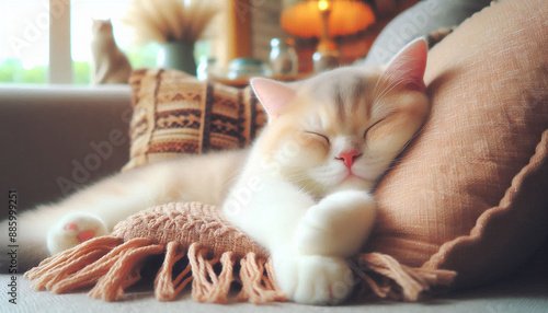 cute cat is sleeping on the sofa4 photo