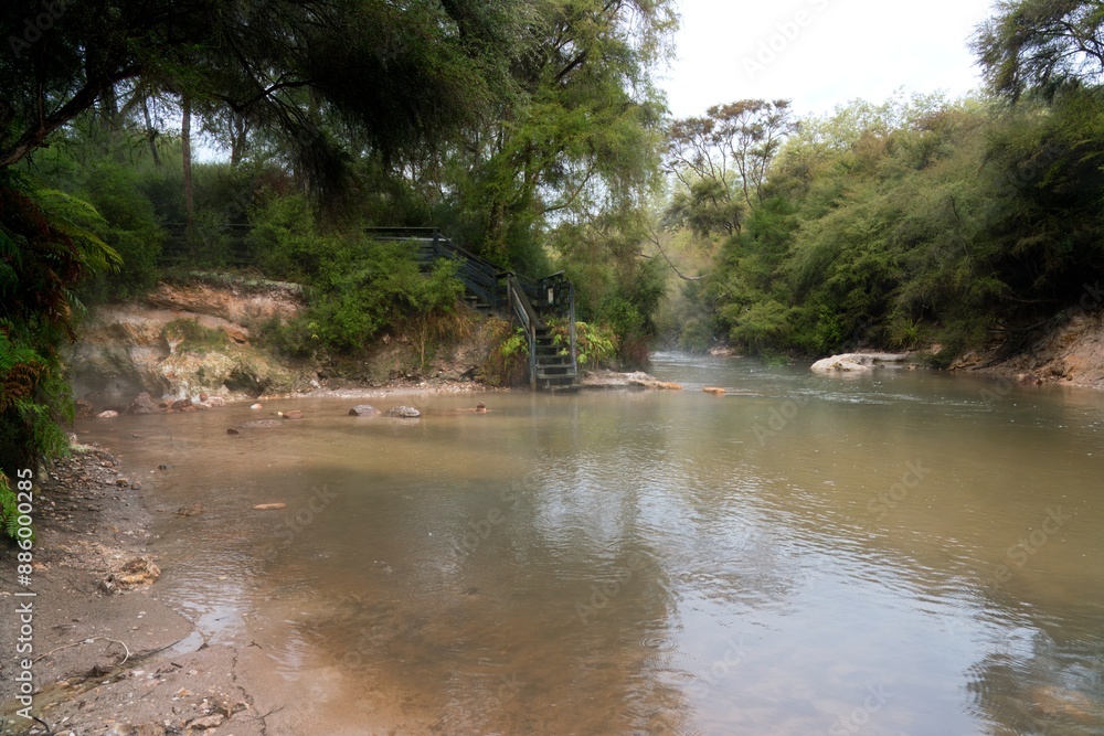 hot water form the kerosene creek flows into the waiotapu stream hot water form the kerosene creek flows into the waiotapu stream