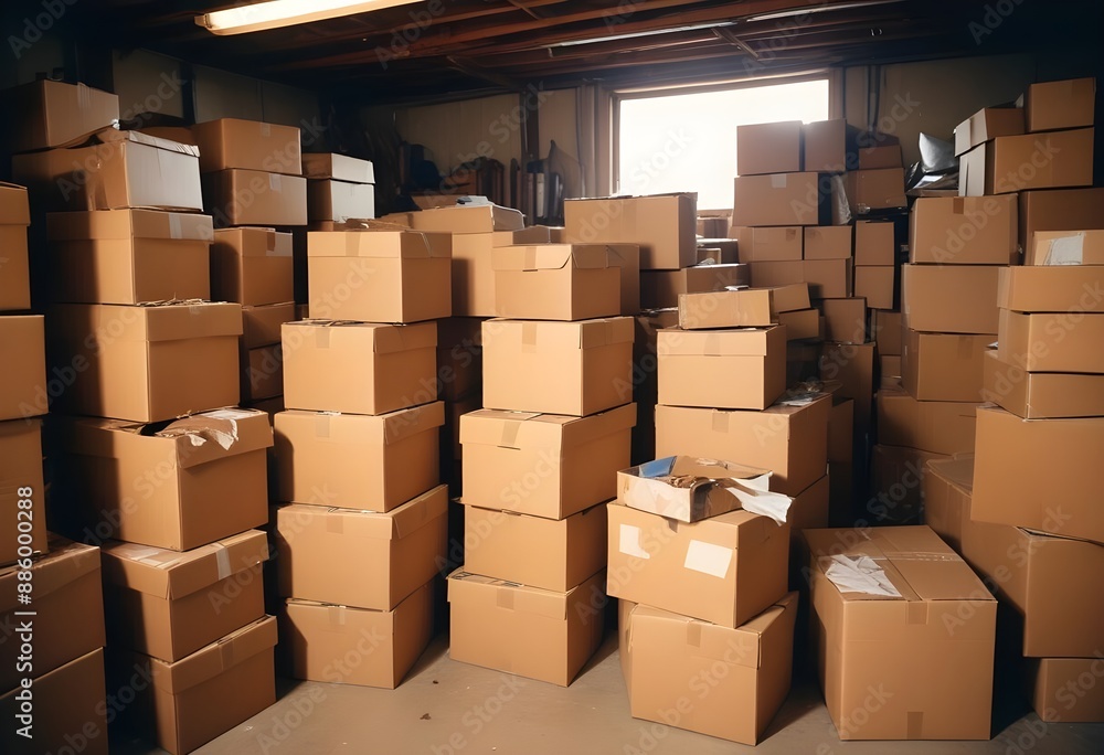 pile of cardboard in the warehouse pile of cardboard in the warehouse