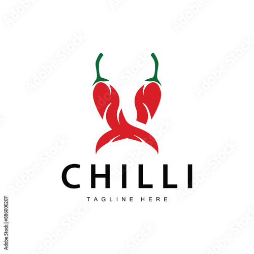 Hot Chili Peppers Logo Farm Garden Design Simple Illustration Symbol Template