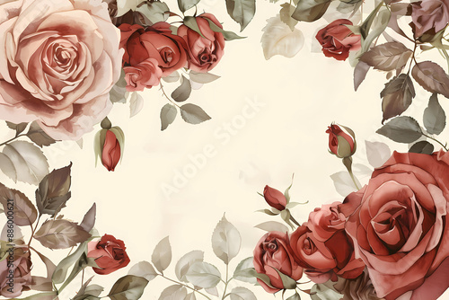 rose card template for dace the date, mother day or birthday design, generated ai