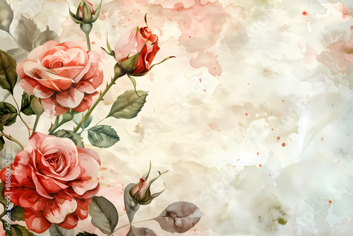 rose card template for dace the date, mother day or birthday design, generated ai