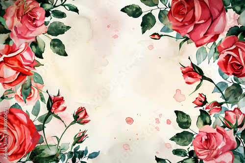 rose card template for dace the date, mother day or birthday design, generated ai