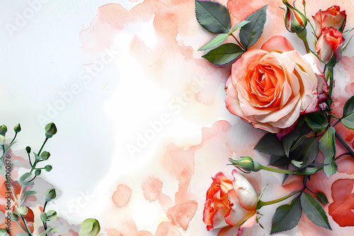 rose card template for dace the date, mother day or birthday design, generated ai