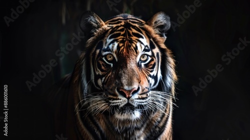 tiger on dark background.