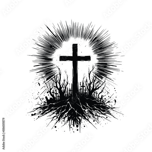 Cross and Resurrection Show the cross with a burst of light symbolizing resurrection