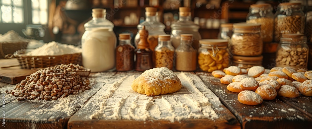Preparing dough for baking, Image Background Preparing dough for baking, Image Background
