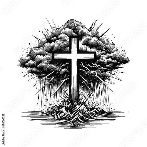 Cross and Storm Depict the cross standing firm amidst a storm 6