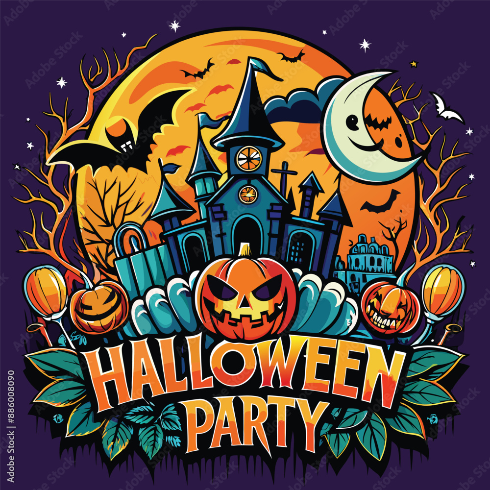 Halloween background with ghost house illustration. Halloween background with ghost house illustration.