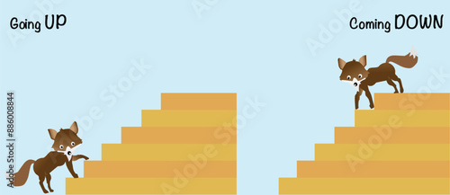 Going UP Coming Down Opposite words Vector 