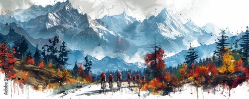 Vibrant Cycling Road Race in Scenic French Mountains Captured by Drone