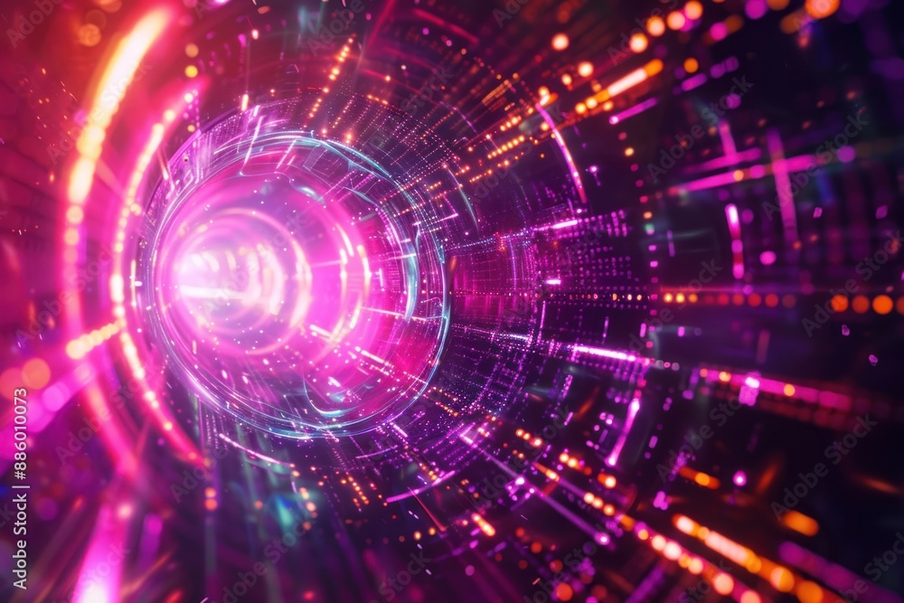 Abstract Neon Tunnel with Glowing Lights Abstract Neon Tunnel with Glowing Lights