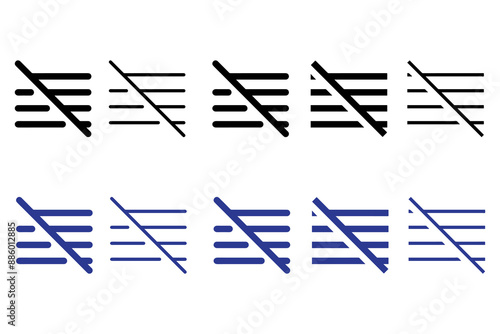 Text alignment and various features - icon set on white background.
