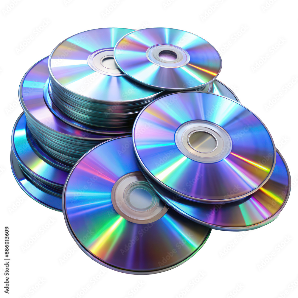 Cd or dvd disc pile isolated on transparent background Cd or dvd disc pile isolated on transparent background