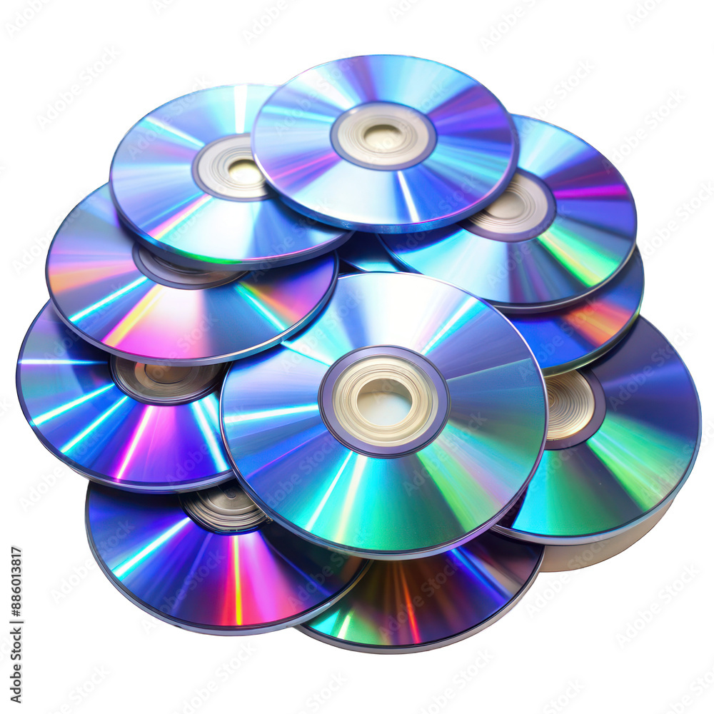 Cd or dvd disc pile isolated on transparent background Cd or dvd disc pile isolated on transparent background