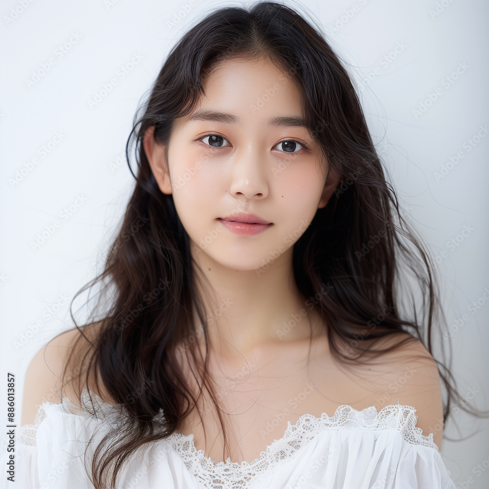 Korean Career Woman in Sleeveless, White Studio With Morning Light,Ultra high definition Korean Career Woman in Sleeveless, White Studio With Morning Light,Ultra high definition