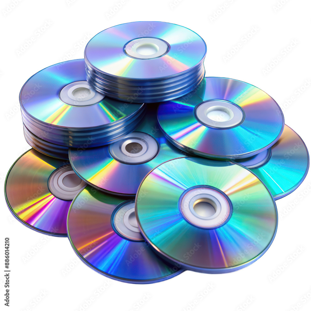 Cd or dvd disc pile isolated on transparent background Cd or dvd disc pile isolated on transparent background