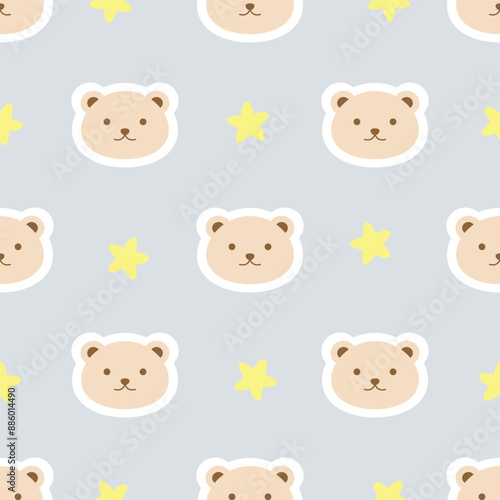 Bear and stars seamless pattern design for background, wallpaper, printing, textile design, blanket pattern, blanket pattern for kids, decorative, notebook, diary cover and etc.