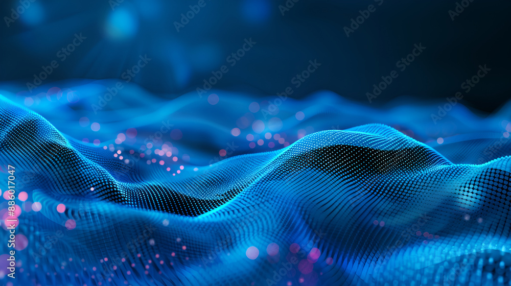 Abstract background with glowing particles, wave lines and bokeh ,cybersecurity technology background concept internet network connection data protection Abstract background with glowing particles, wave lines and bokeh ,cybersecurity technology background concept internet network connection data protection