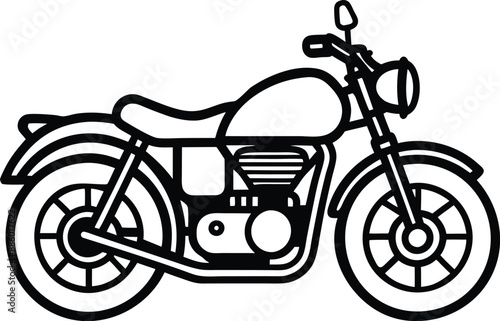 
Off-road racing motorbike vehicle line art. Only black and white for the coloring page