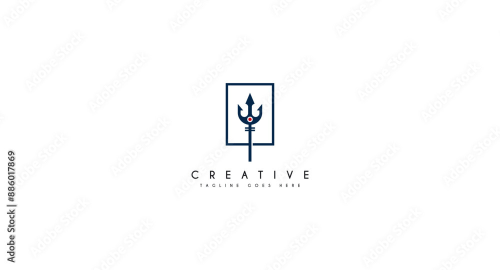 Obraz premium Trident logo design vector illustration.