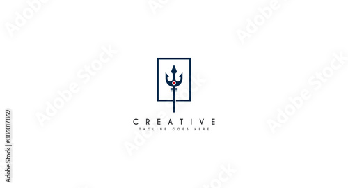Trident logo design vector illustration.