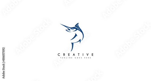 Marlin fish logo design vector illustration.