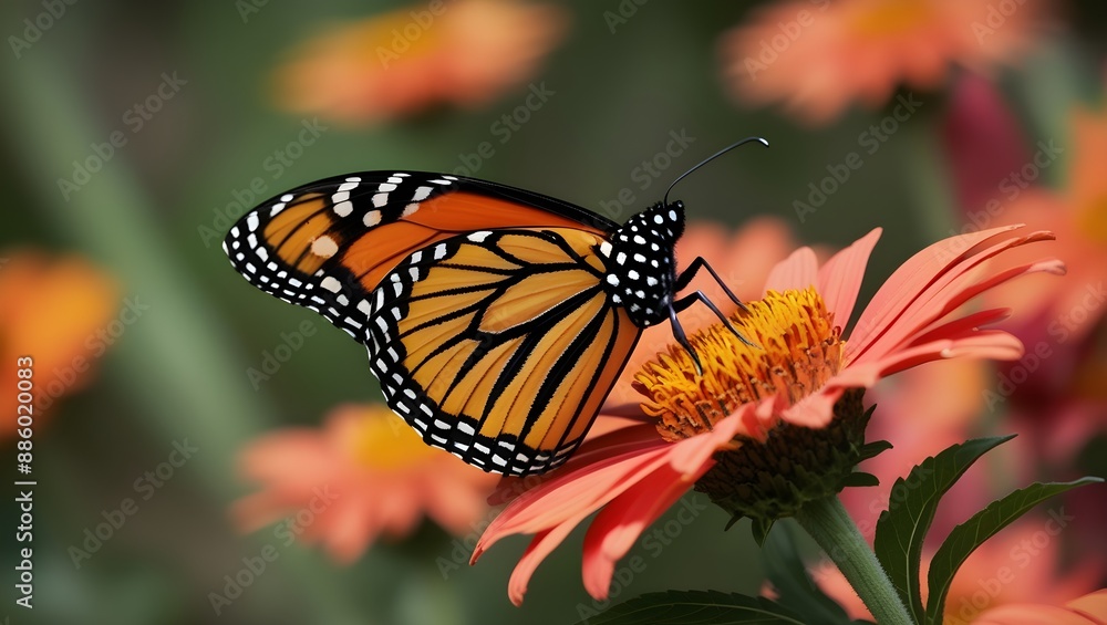 Monarch Butterfly Perched on a Vibrant Echinacea Flower Monarch Butterfly Perched on a Vibrant Echinacea Flower