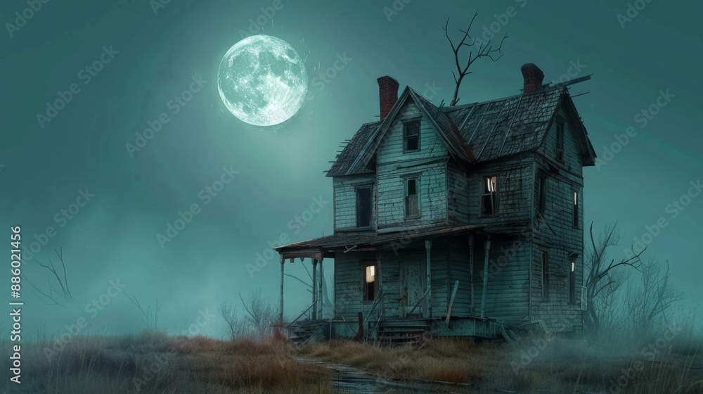 Haunted House Under Full Moon Haunted House Under Full Moon