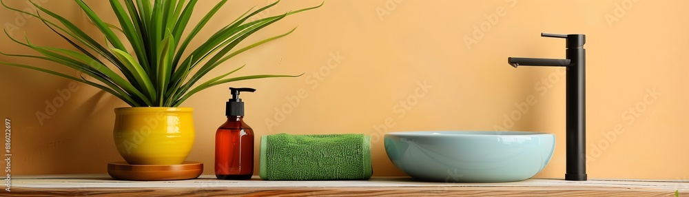 Hygienic bathroom with antibacterial soap, sanitized surfaces, and a fresh scent, hygiene, germ-free environment Hygienic bathroom with antibacterial soap, sanitized surfaces, and a fresh scent, hygiene, germ-free environment