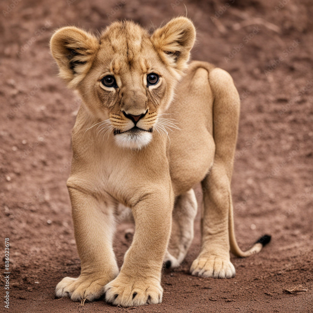 Naklejka premium Lion Fake Puma Panther CGI Strong Beautiful Big cat Fur