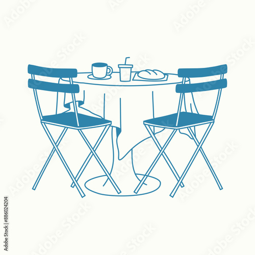 Blue Minimalist Cafe Table and Chairs