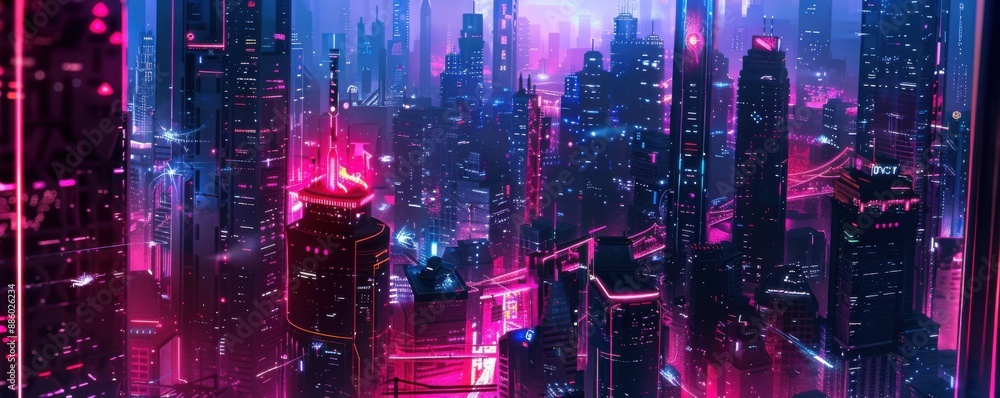 Neon Dreams: Vibrant Cyberpunk Cityscape with High Detail and Futuristic Atmosphere Neon Dreams: Vibrant Cyberpunk Cityscape with High Detail and Futuristic Atmosphere