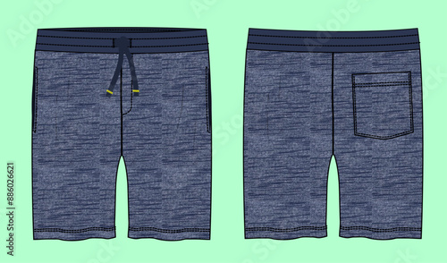 terry fleece texture fabric shorts fashion illustration flat sketch vector. 
