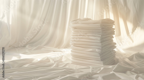 stack of white shirt on whi...