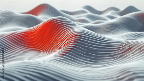 Abstract Waves of White and Red with Smooth Lines.. photo